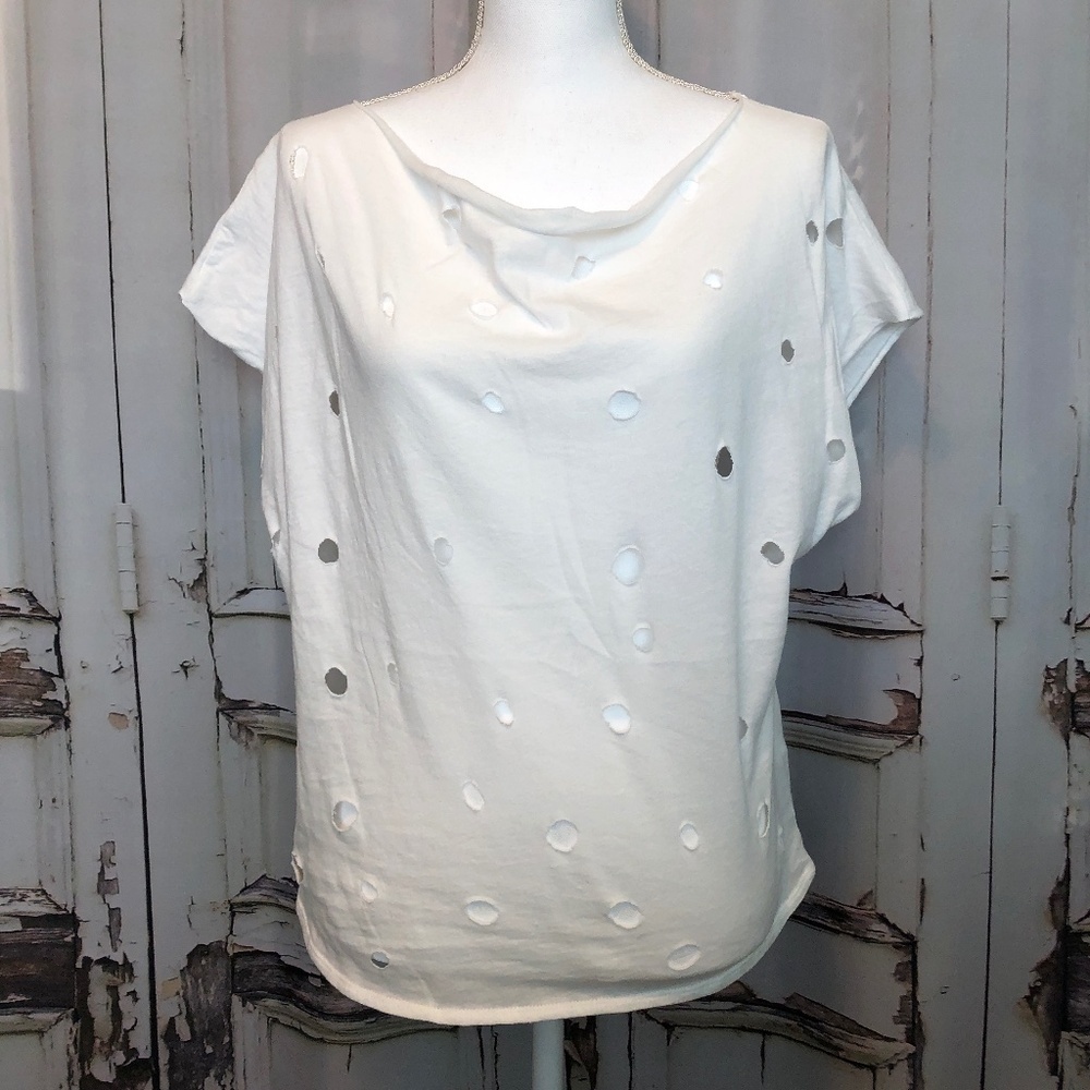 2 Short Sleeve Slouchy Cut Out Tees - Black & White - You get BOTH! - Picture 2 of 6